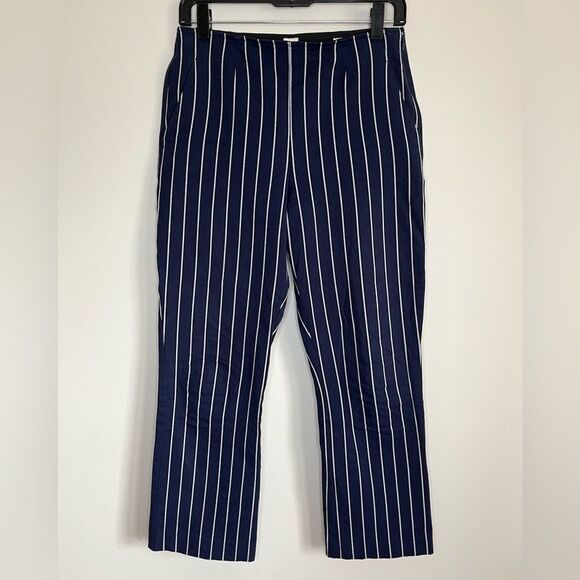 GAP Women Navy Blue Pin Striped Crop Flare Pants- Women 6 - Picture 1 of 8